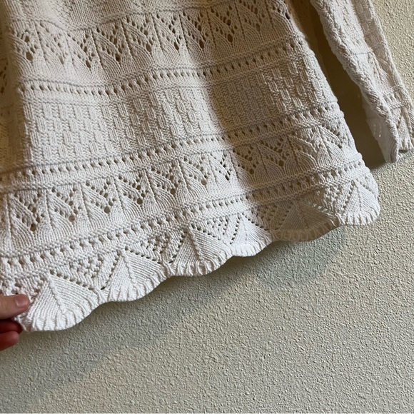 Via Max Vintage Cream / Off White Crochet Knit Grandpa Sweater - Picture 5 of 11